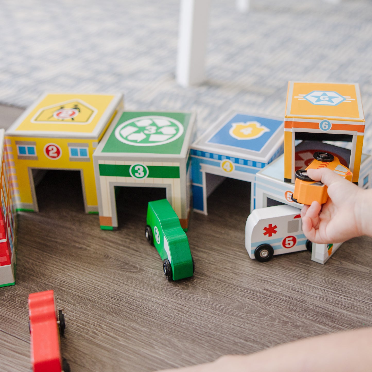 Melissa & Doug Wooden Nesting & Sorting Buildings and Vehicles