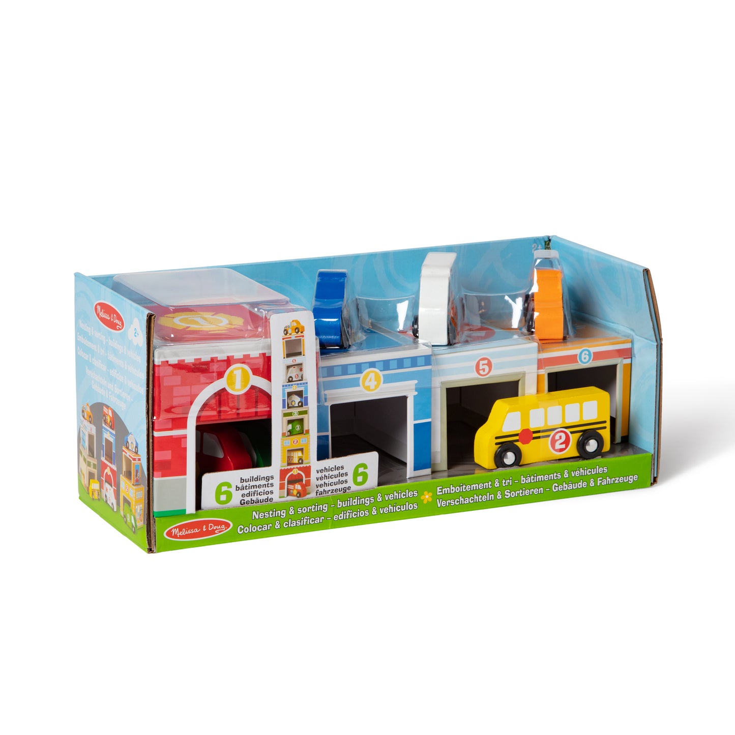 Melissa & Doug Wooden Nesting & Sorting Buildings and Vehicles
