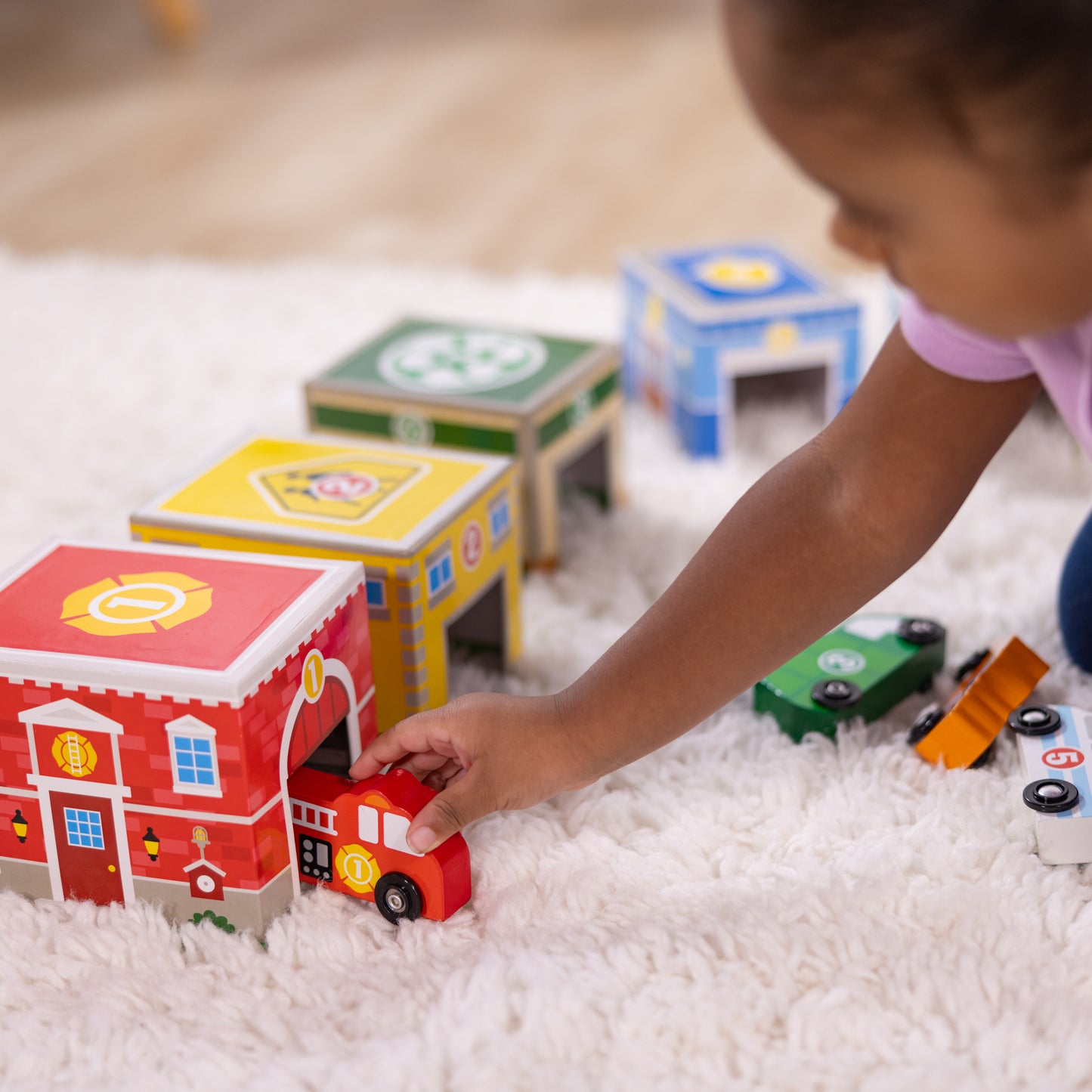 Melissa & Doug Wooden Nesting & Sorting Buildings and Vehicles