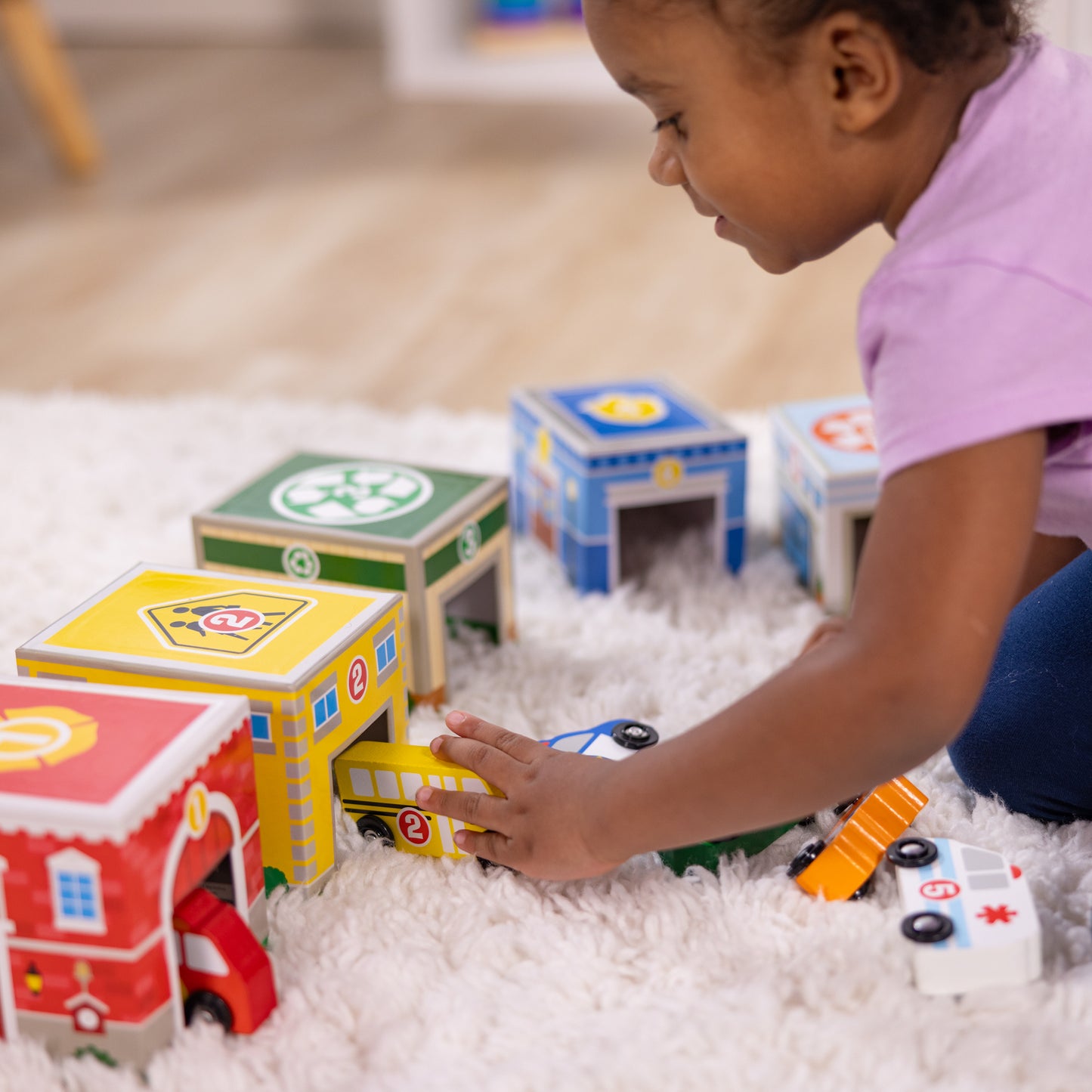 Melissa & Doug Wooden Nesting & Sorting Buildings and Vehicles