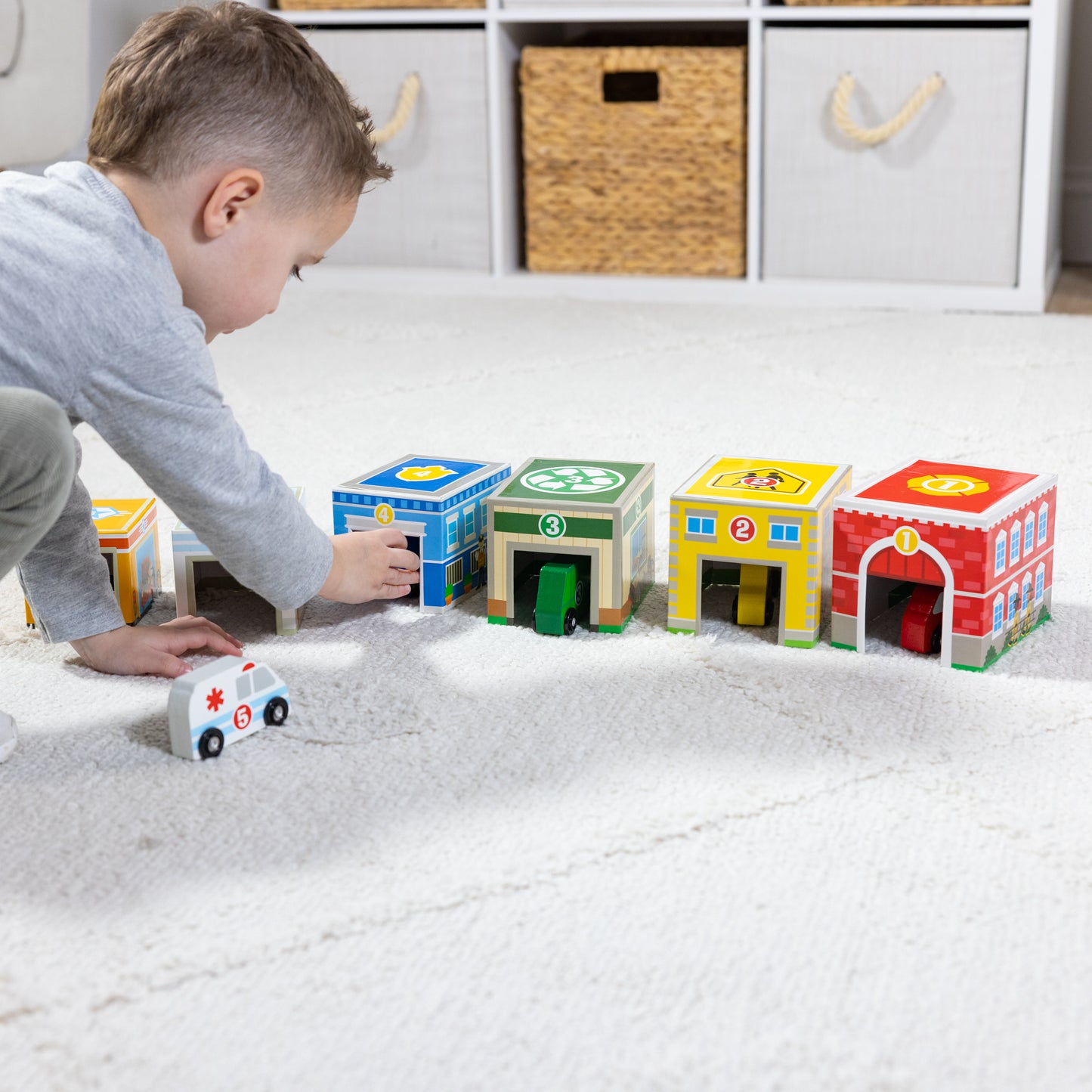 Melissa & Doug Wooden Nesting & Sorting Buildings and Vehicles