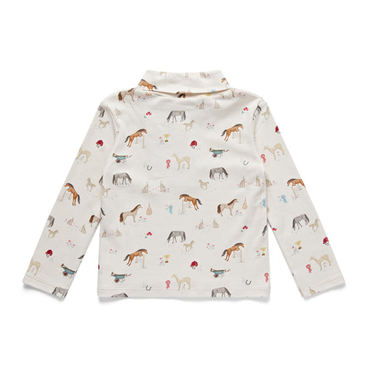 The Pony Print Roll Neck Top