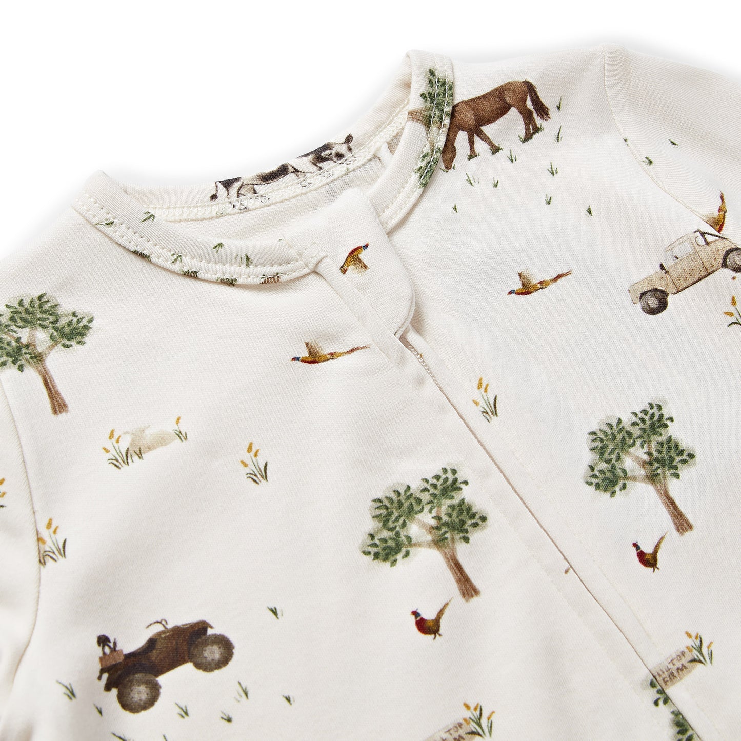 On The Farm Print Zip Sleepsuit