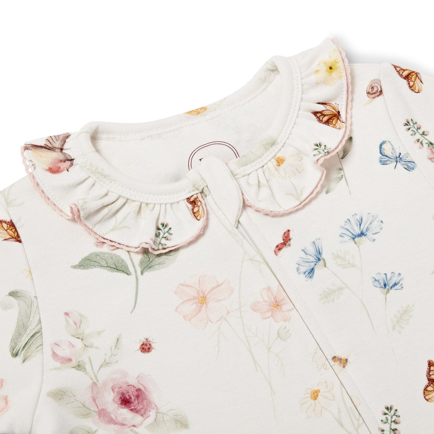 The English Garden Print Frill Zip Romper Wholesale