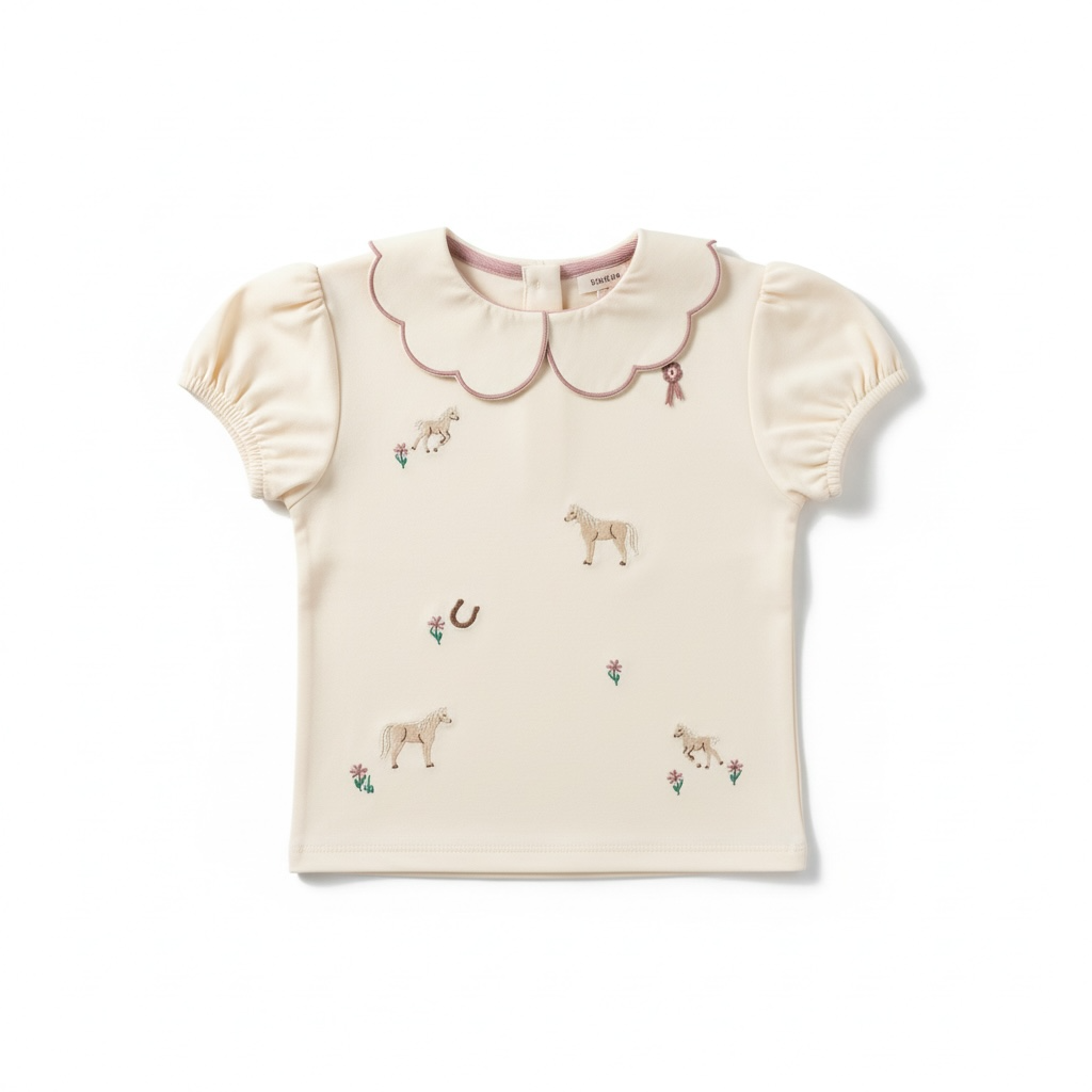 The Pony Embroidered Puff Sleeve Top