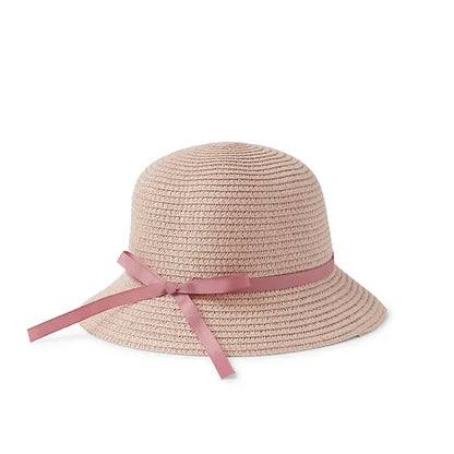 Girls' Bucket Hat With Pink Ribbon