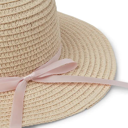 Girls' Sun Hat With Pink Ribbon for babies / children