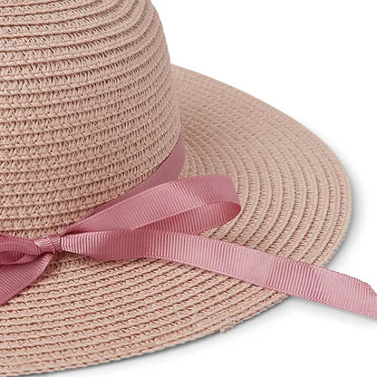 Girls' Sun Hat With Pink Ribbon for babies / children