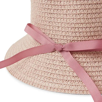 Girls' Bucket Hat With Pink Ribbon