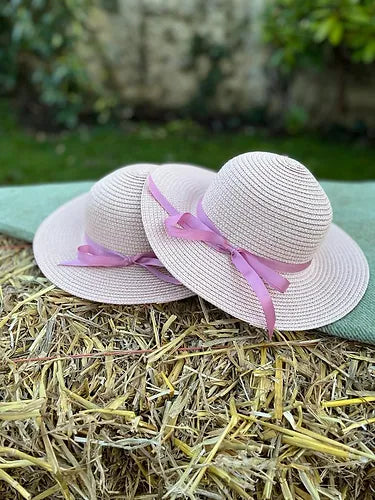 Girls' Sun Hat With Pink Ribbon for babies / children