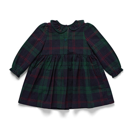 The Navy and Green Tartan Smocked Dress Wholesale