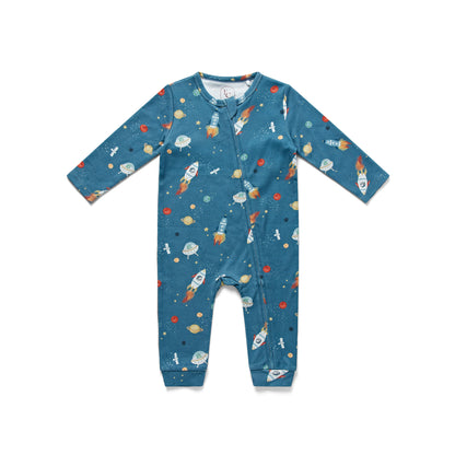 In The Stars Print Zip Romper