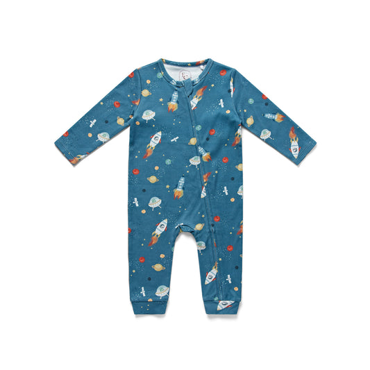 In The Stars Print Zip Romper