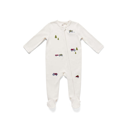 Tractor Embroidered Sleepsuit