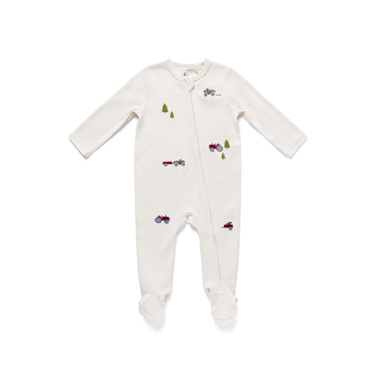 Tractor Embroidered Sleepsuit