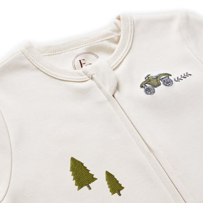 Tractor Embroidered Sleepsuit