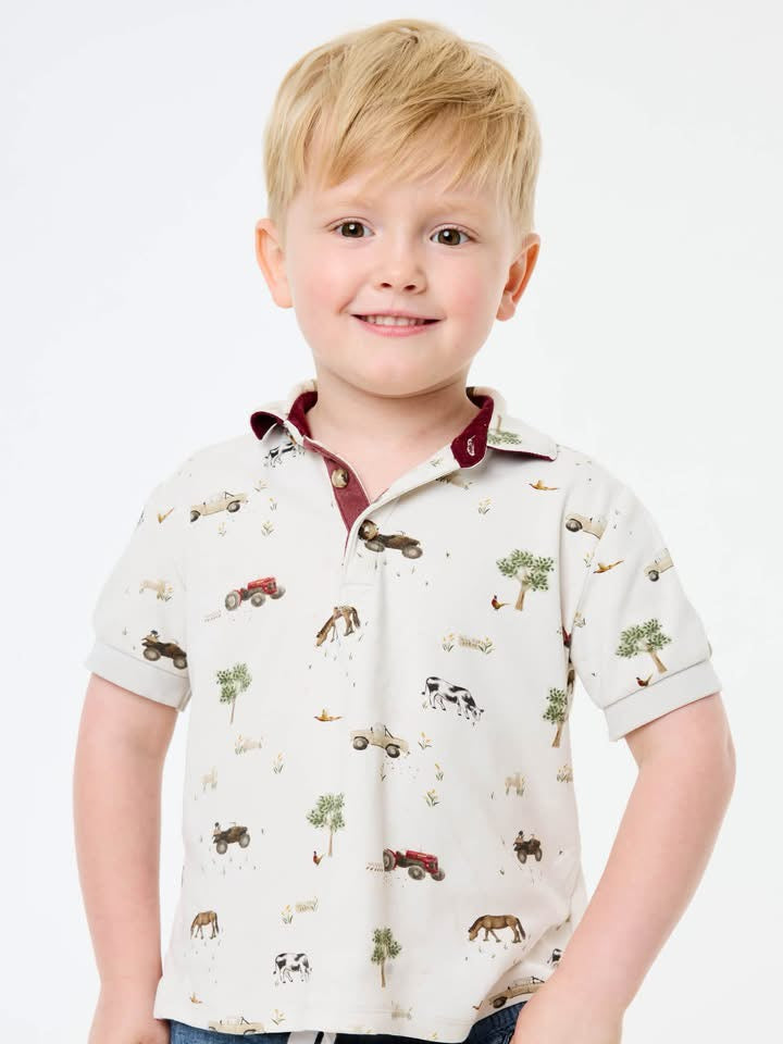 On The Farm Print Polo Shirt