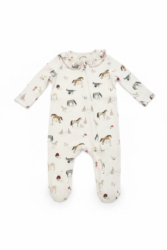 The Pony Print Frill Zip Sleepsuit NEW STYLE