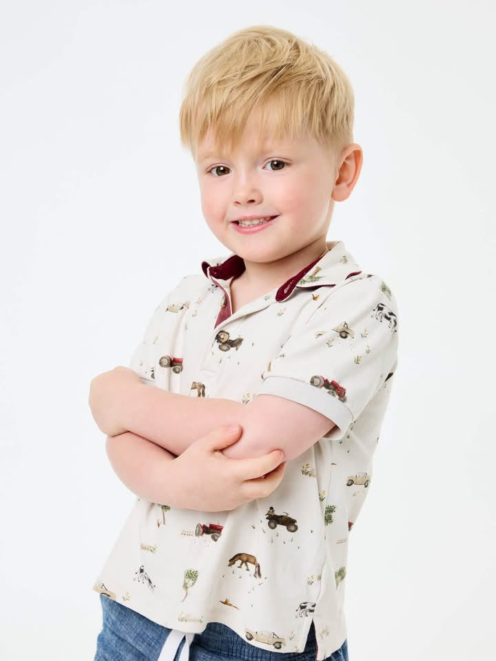On The Farm Print Polo Shirt