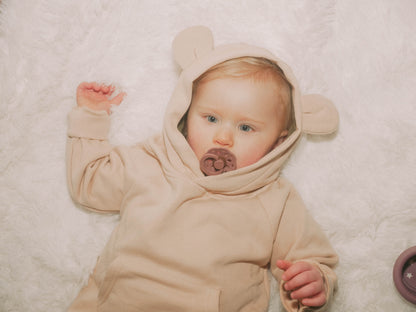 Organic Cotton Hooded Romper-Style Jumper
