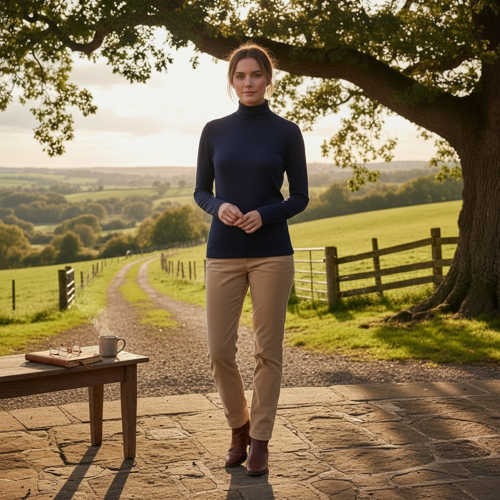 Ladies Organic Cotton Roll Neck
