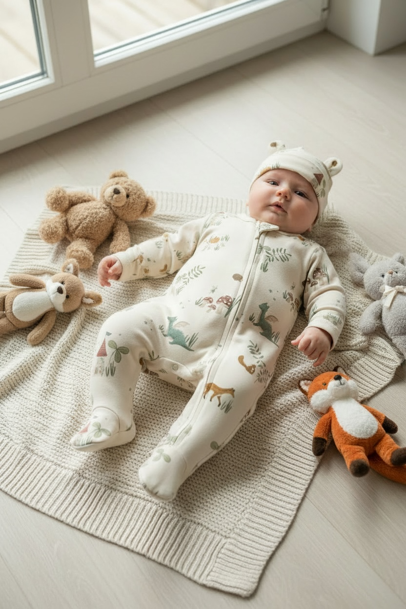 Enchanted Forest Print Zip Sleepsuit Wholesale