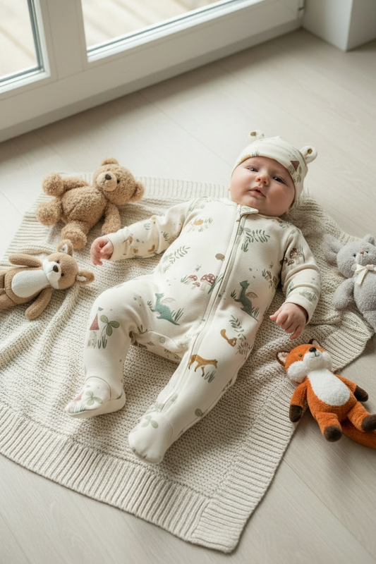 Enchanted Forest Print Zip Sleepsuit