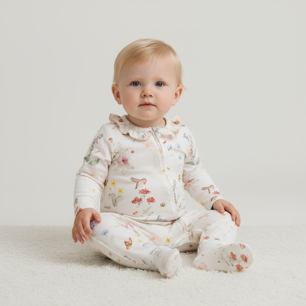 The English Garden Print Frill Zip Romper Wholesale