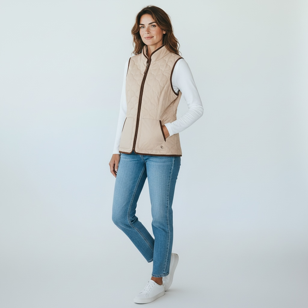 Ladies Gilet Jacket in Ecru or Khaki
