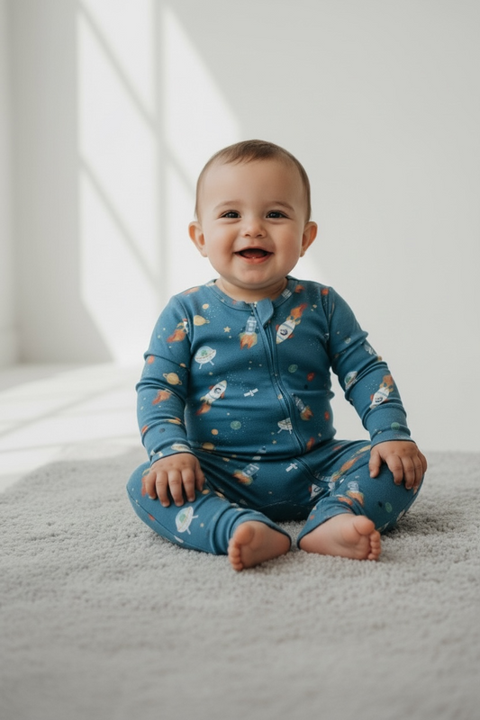 In The Stars Print Zip Romper