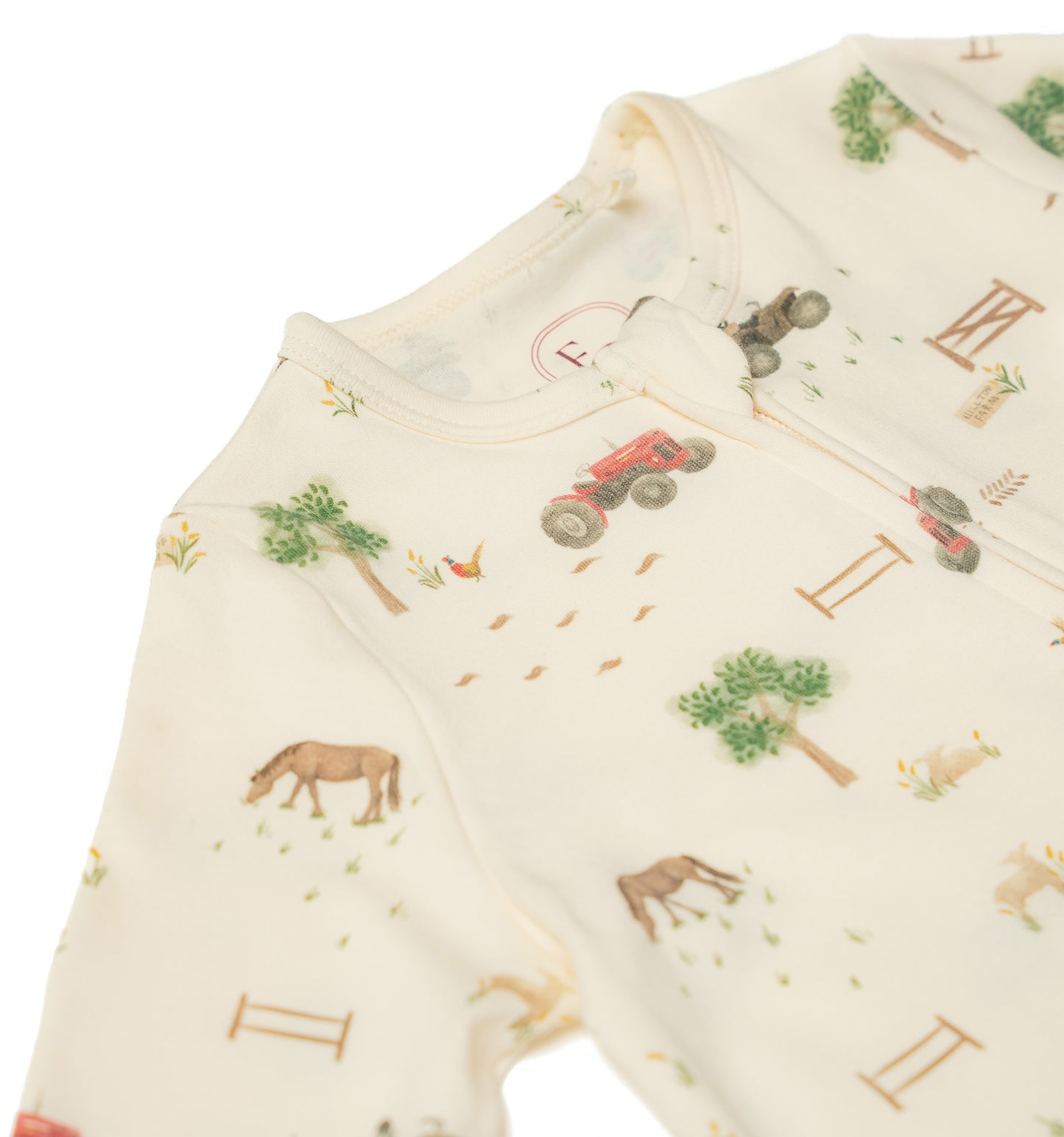 Organic Cotton Zip Sleepsuit Farm Print Wholesale