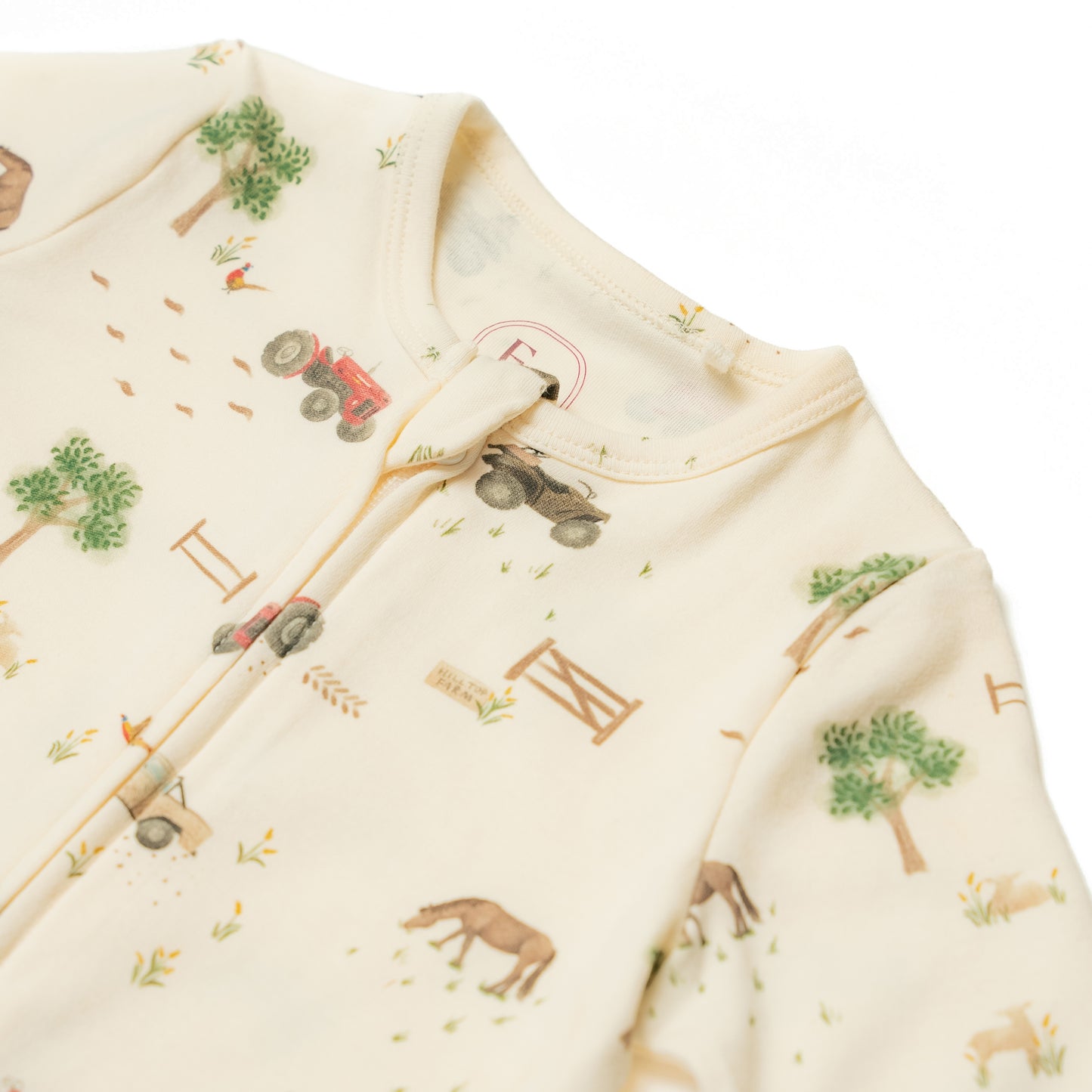 Organic Cotton Zip Sleepsuit Farm Print Wholesale