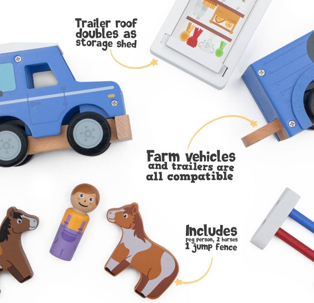 Jeep and Horse Trailer (inc horses and jump)