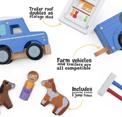 Jeep and Horse Trailer (inc horses and jump)