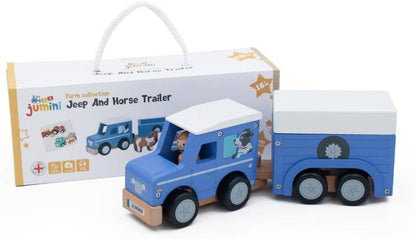 Jeep and Horse Trailer (inc horses and jump)